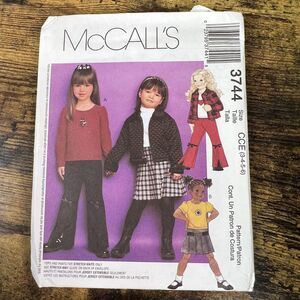 McCall’s Girls Skirt Pants Shirt Jacket Vintage Uncut Pattern Sz 3 4 5 6 #3744
